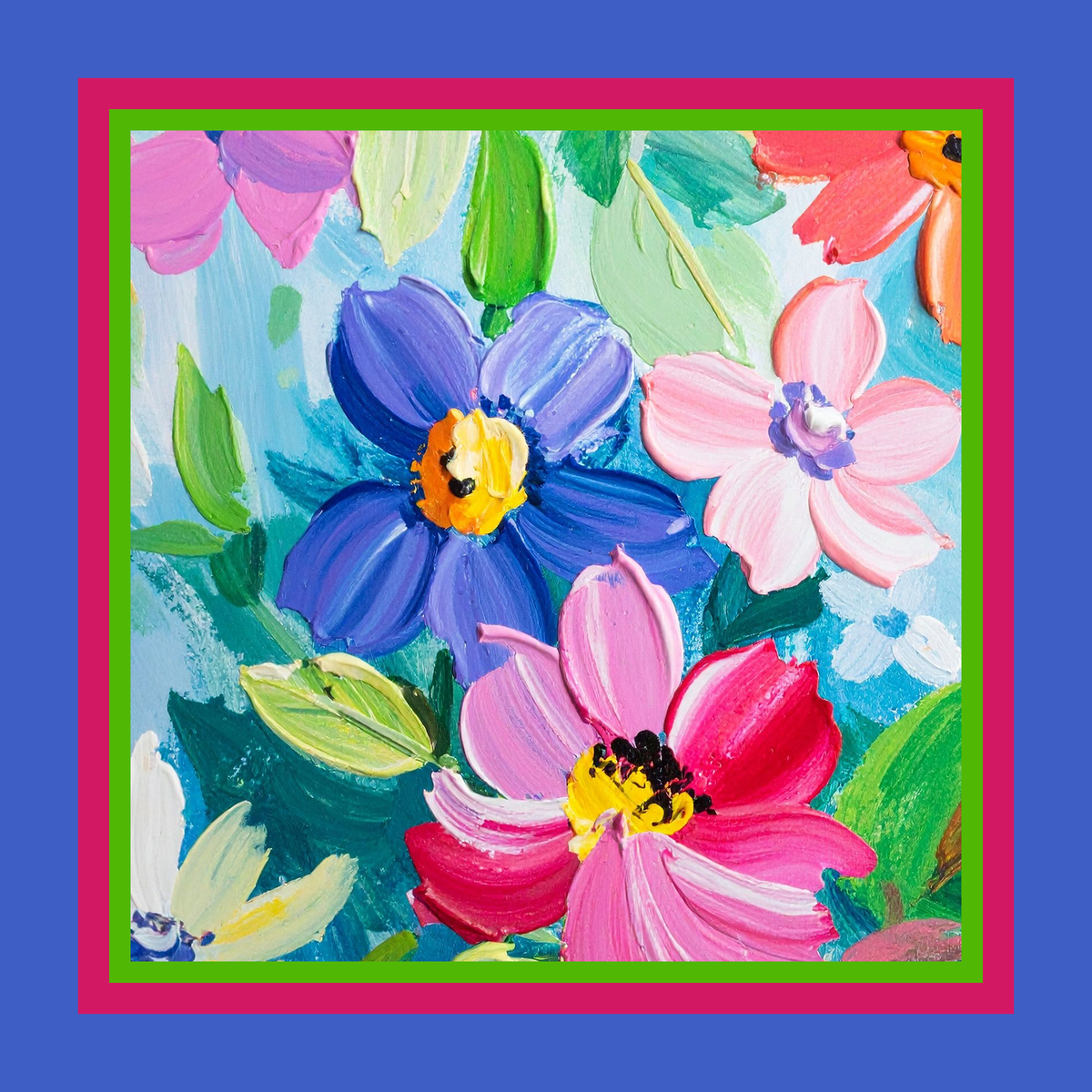 Acrylic Flowers Neoprene Mahjong Mat