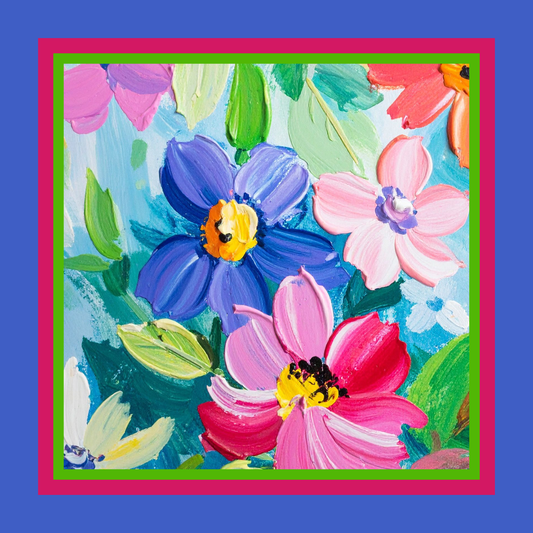 Acrylic Flowers Neoprene Mahjong Mat