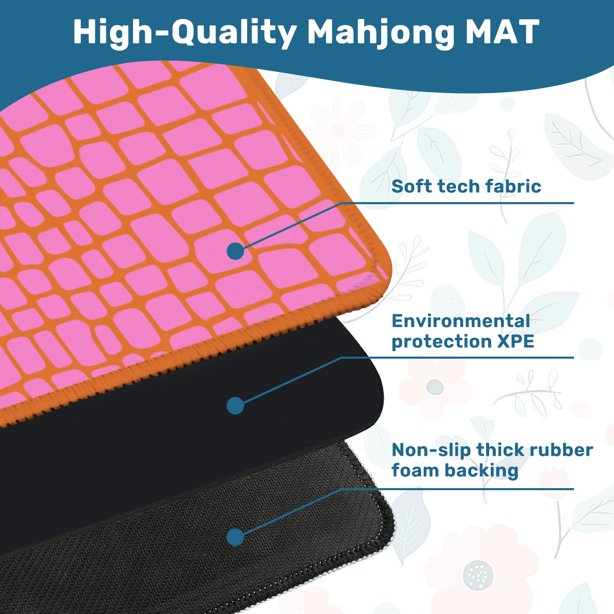 Pink & Orange Gator Neoprene Mahjong Mat
