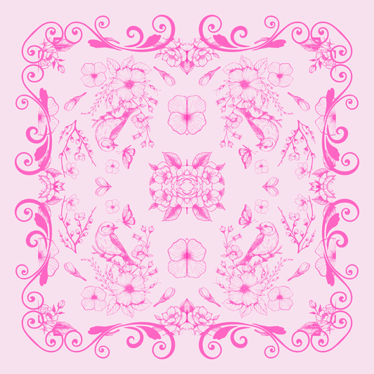 Bam Bird Toile Pink Neoprene Mahjong Mat
