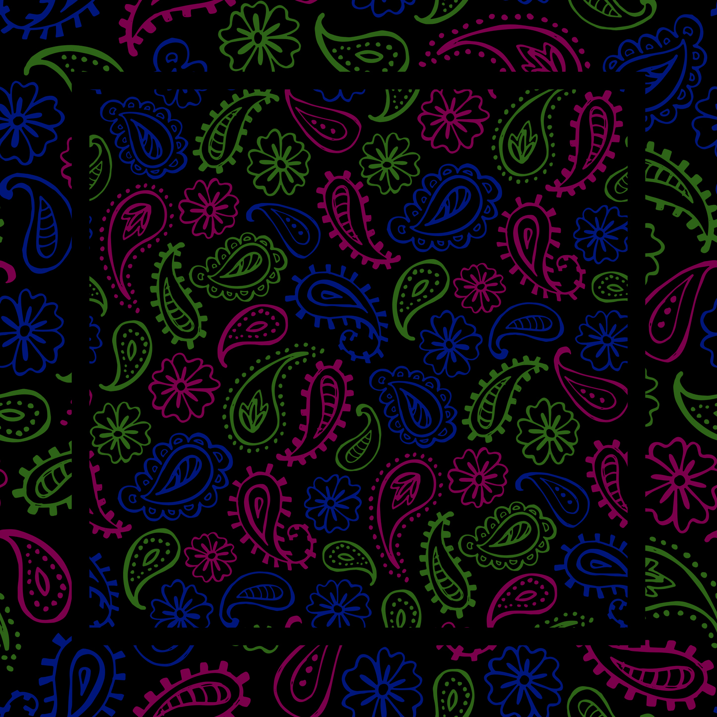 Black Paisley Neoprene Mahjong Mat