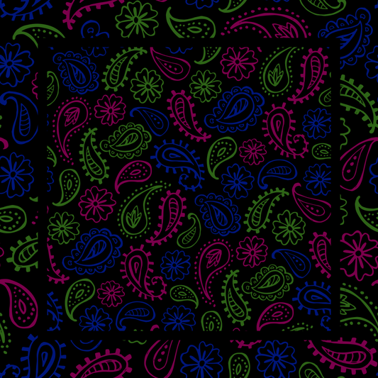 Black Paisley Neoprene Mahjong Mat
