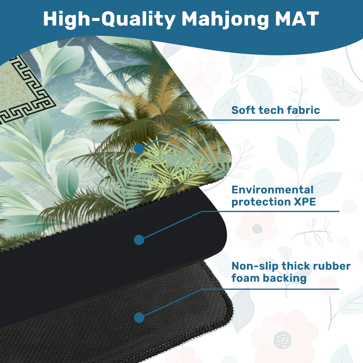 Blowing Palms Mahjong Mat: Mahj Game Tabletop (31.5-inch)