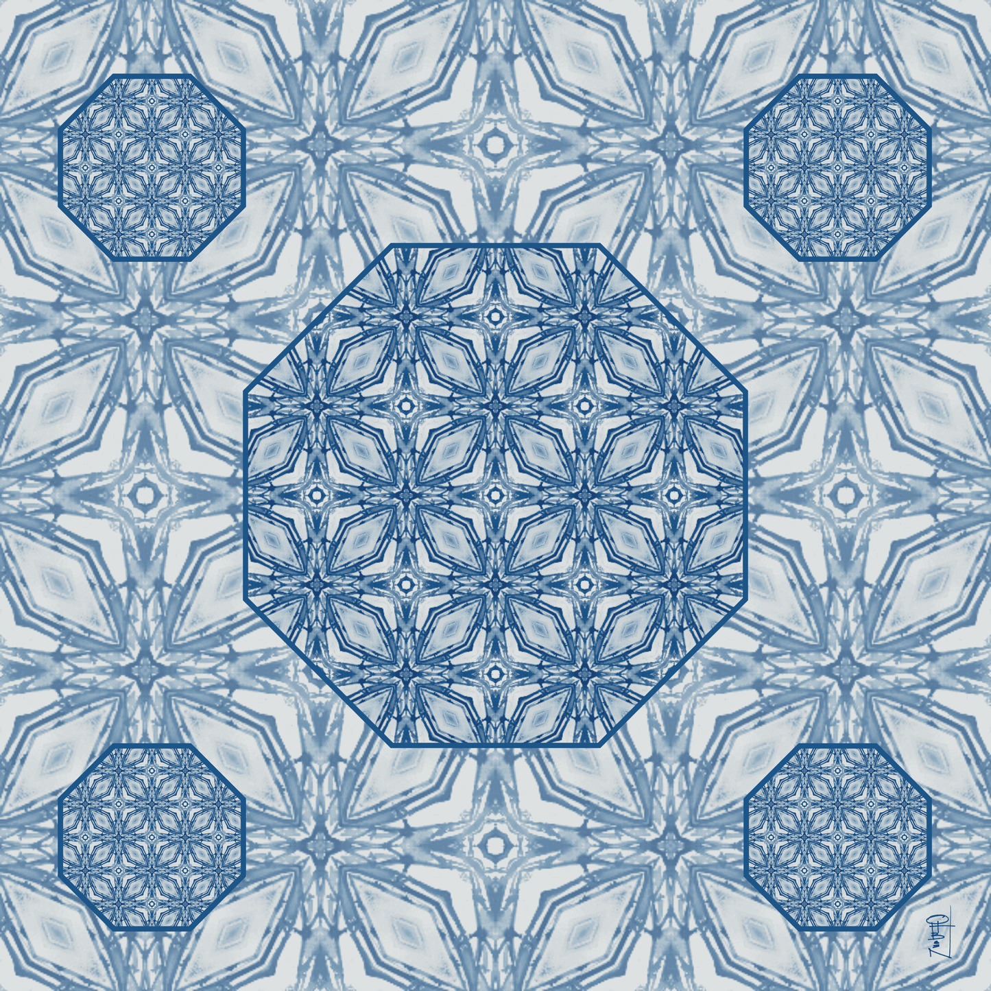Leatherette Blue Octagon Pattern no. 53