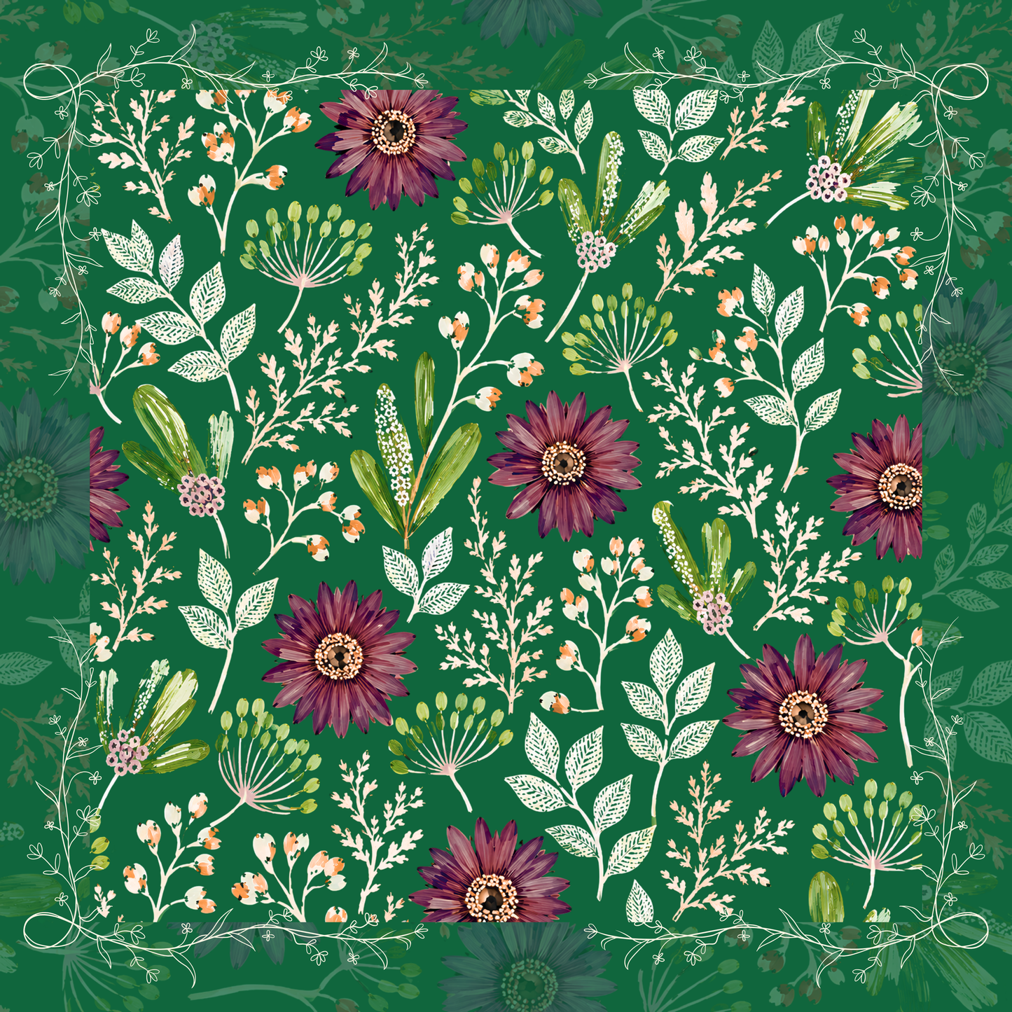 Botanical Jewel Neoprene Mahjong Mat
