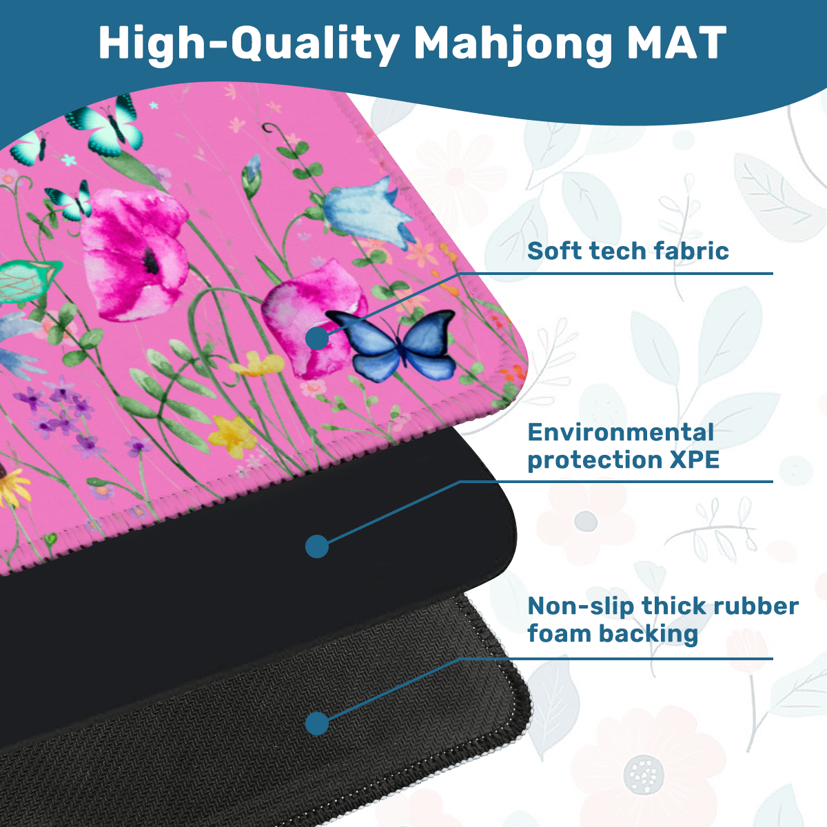 Butterflies in the Park Mahjong Mat: Mahj Game Tabletop (31.5-inch)