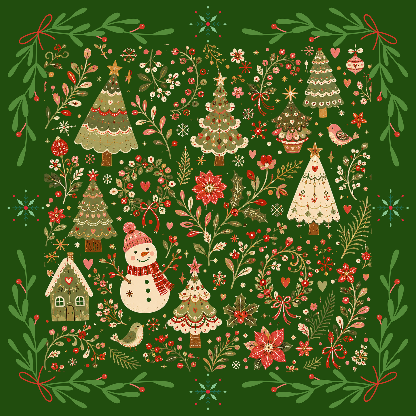 Christmas Village Neoprene Mahjong Mat