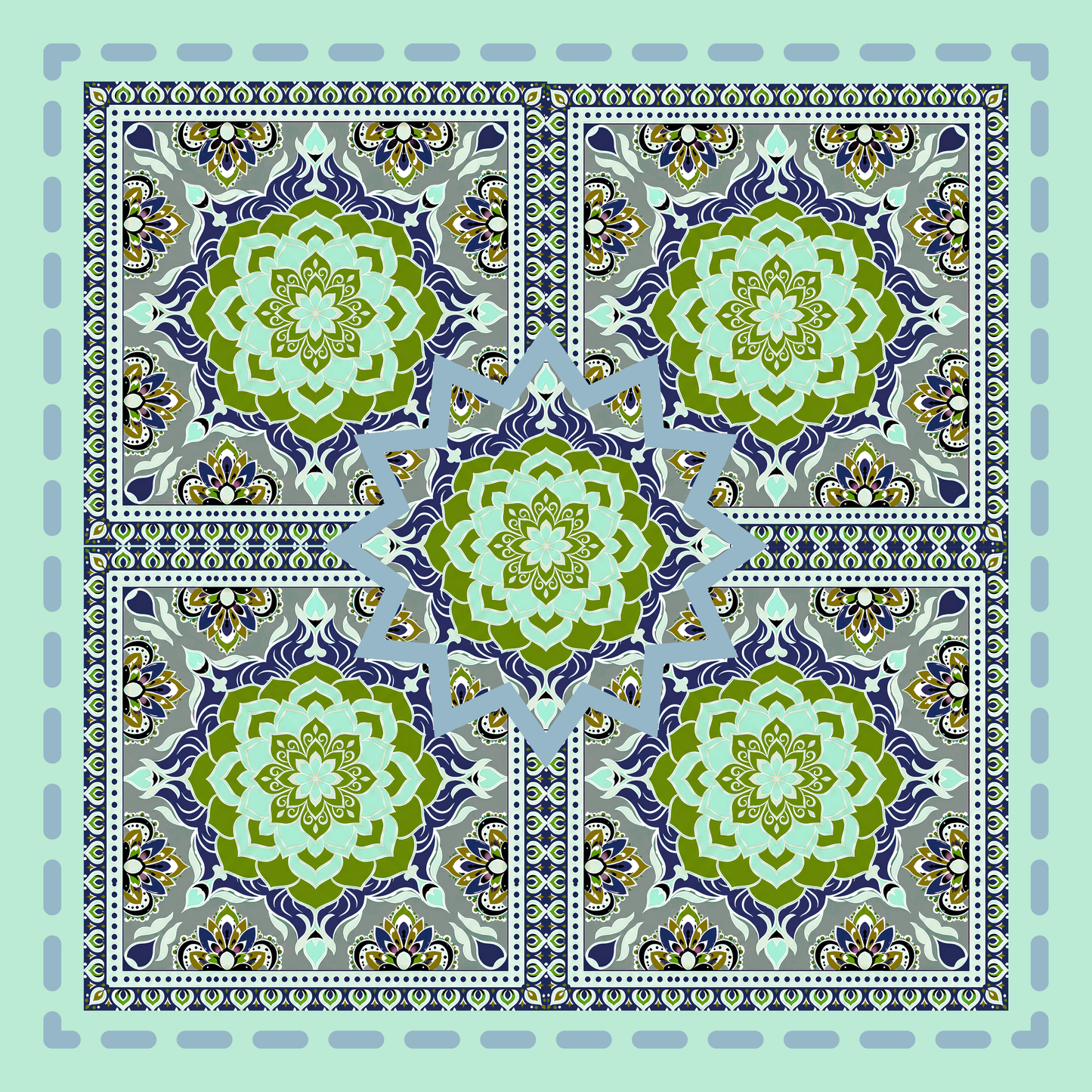 Coastal Mosaic Neoprene Mahjong Mat