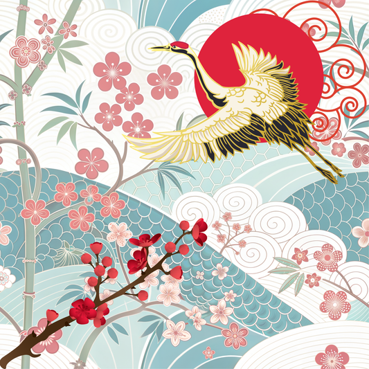 Crimson Crane Neoprene Mahjong Mat