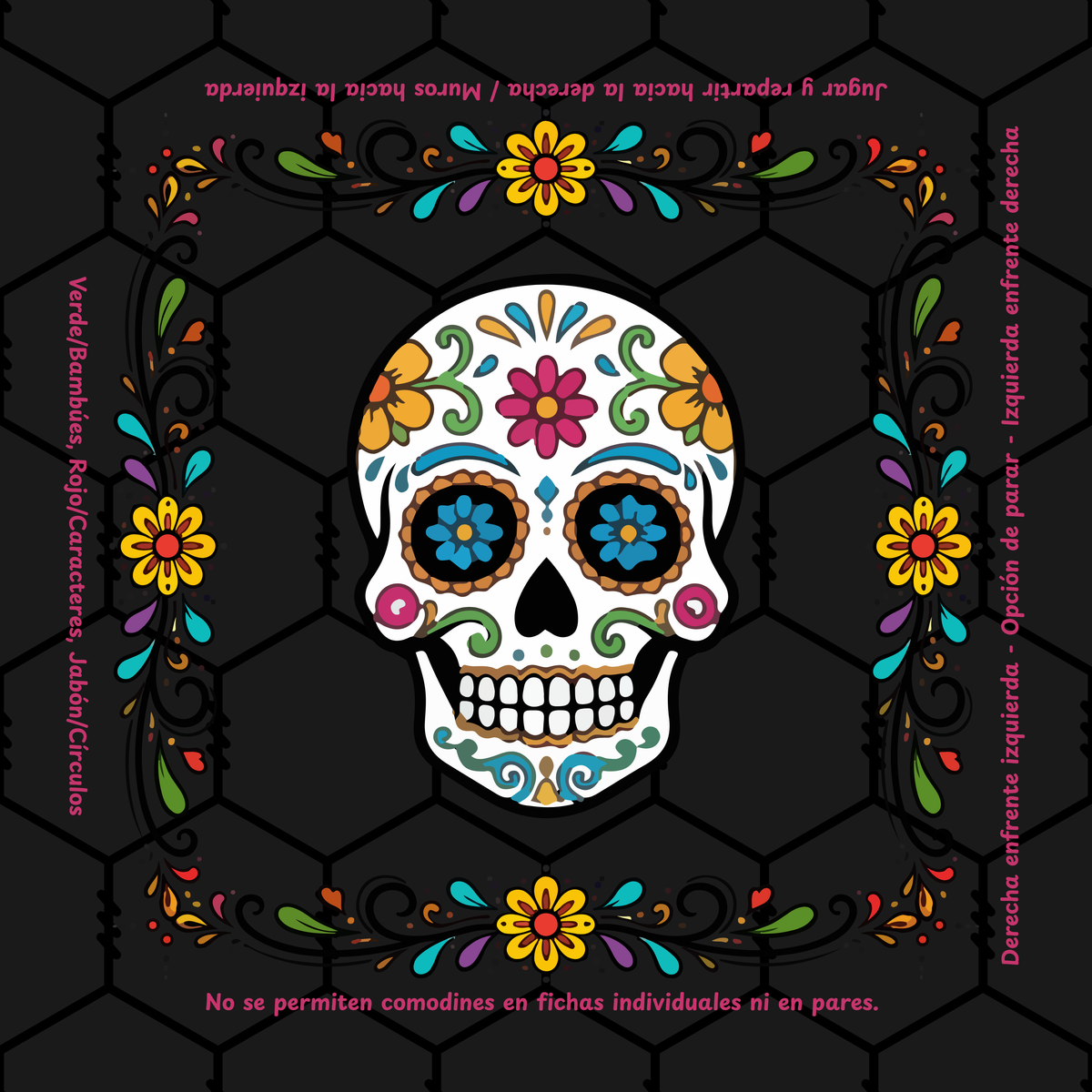 Day of the Dead with Spanish Instructions Mahjong Mat