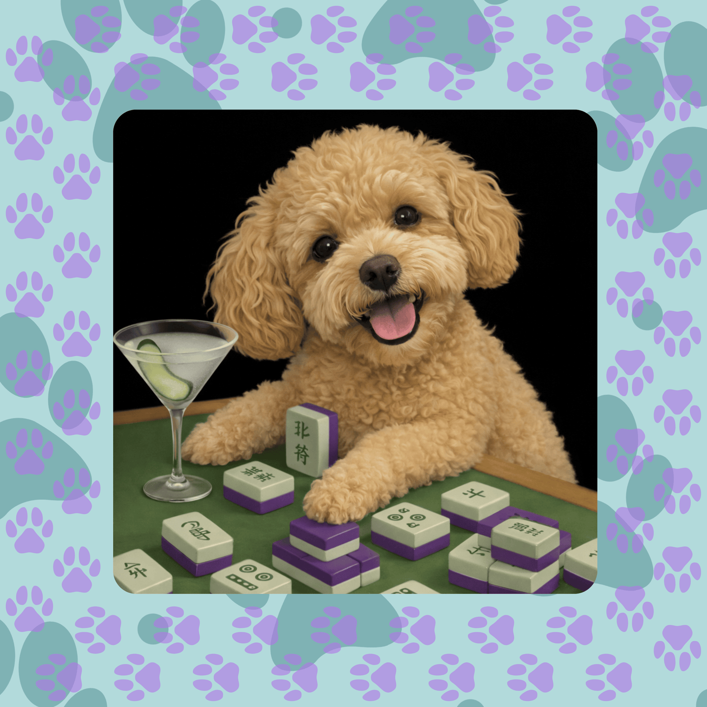 Doodle Plays Mahj Custom Mahjong Mat, this can be your Pup!