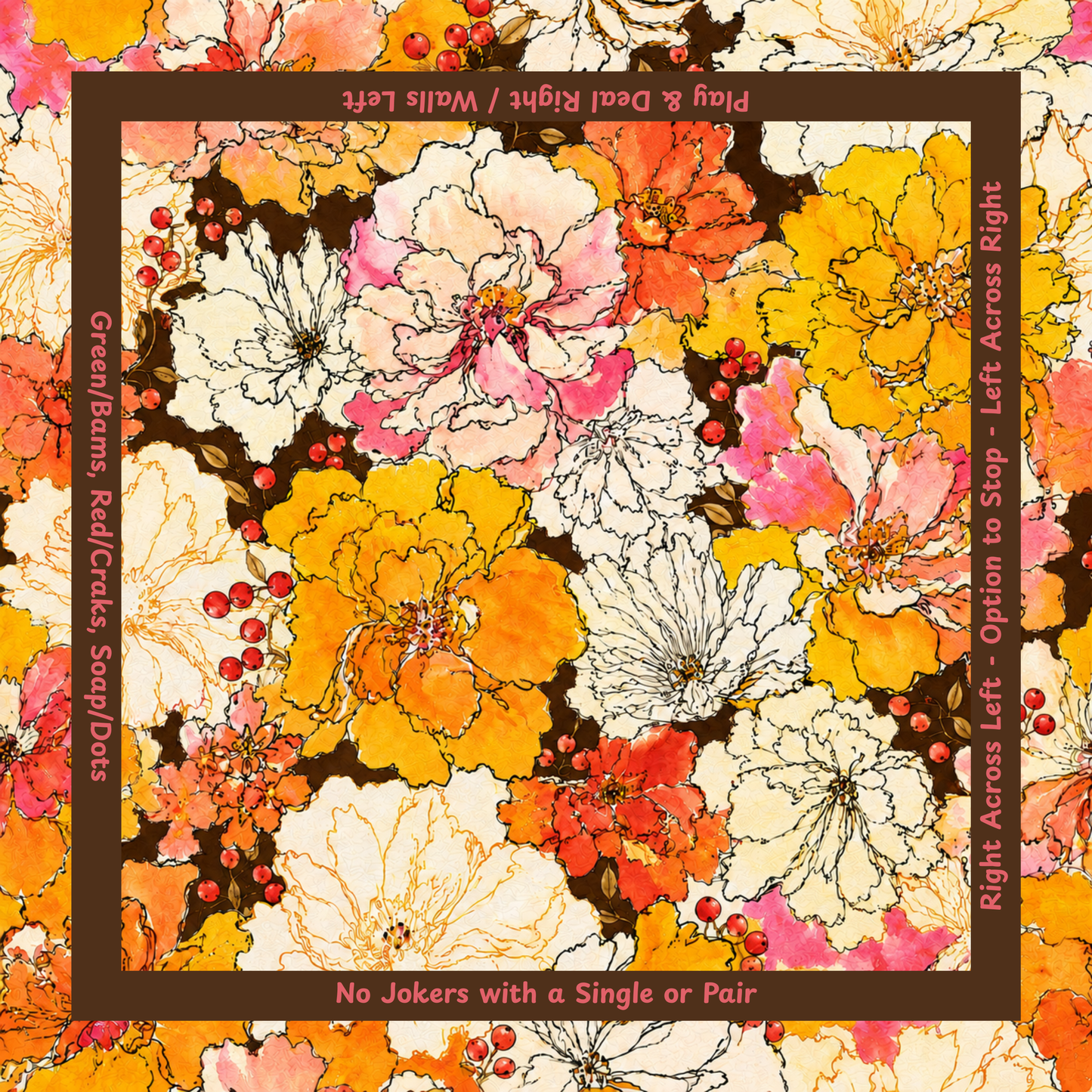 Fall Flowers with Directions Neoprene Mahjong Mat