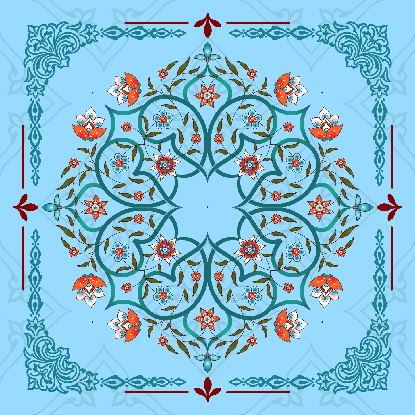Floral Scrolls Mahjong Mat: Mahj Game Tabletop