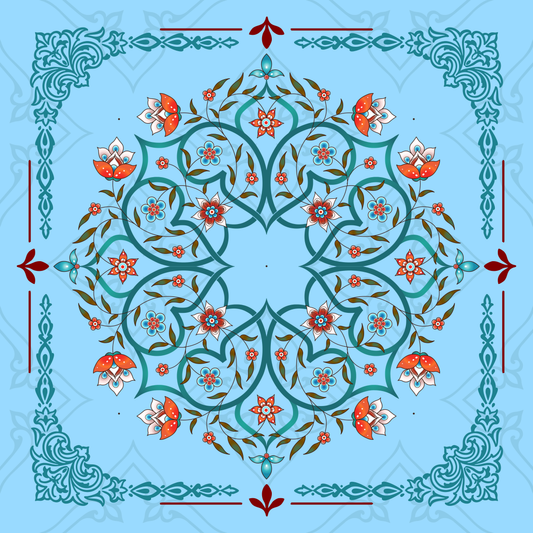 Floral Scrolls Mahjong Mat: Mahj Game Tabletop