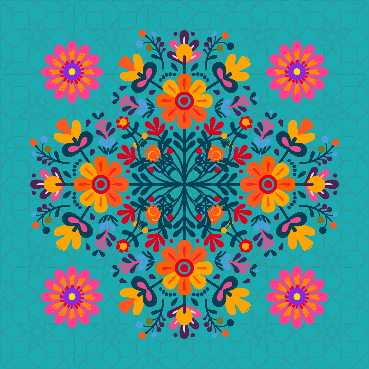 Folk Garden Neoprene Mahjong Mat