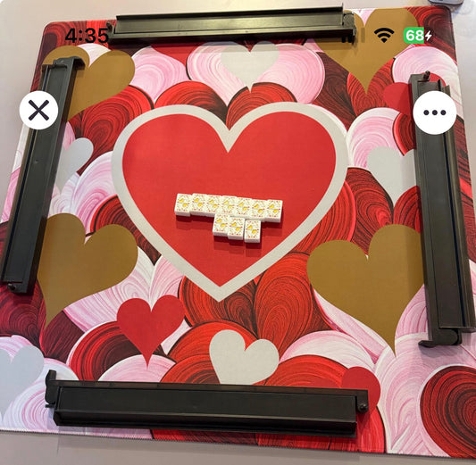 Red Hearts Mahjong Mat