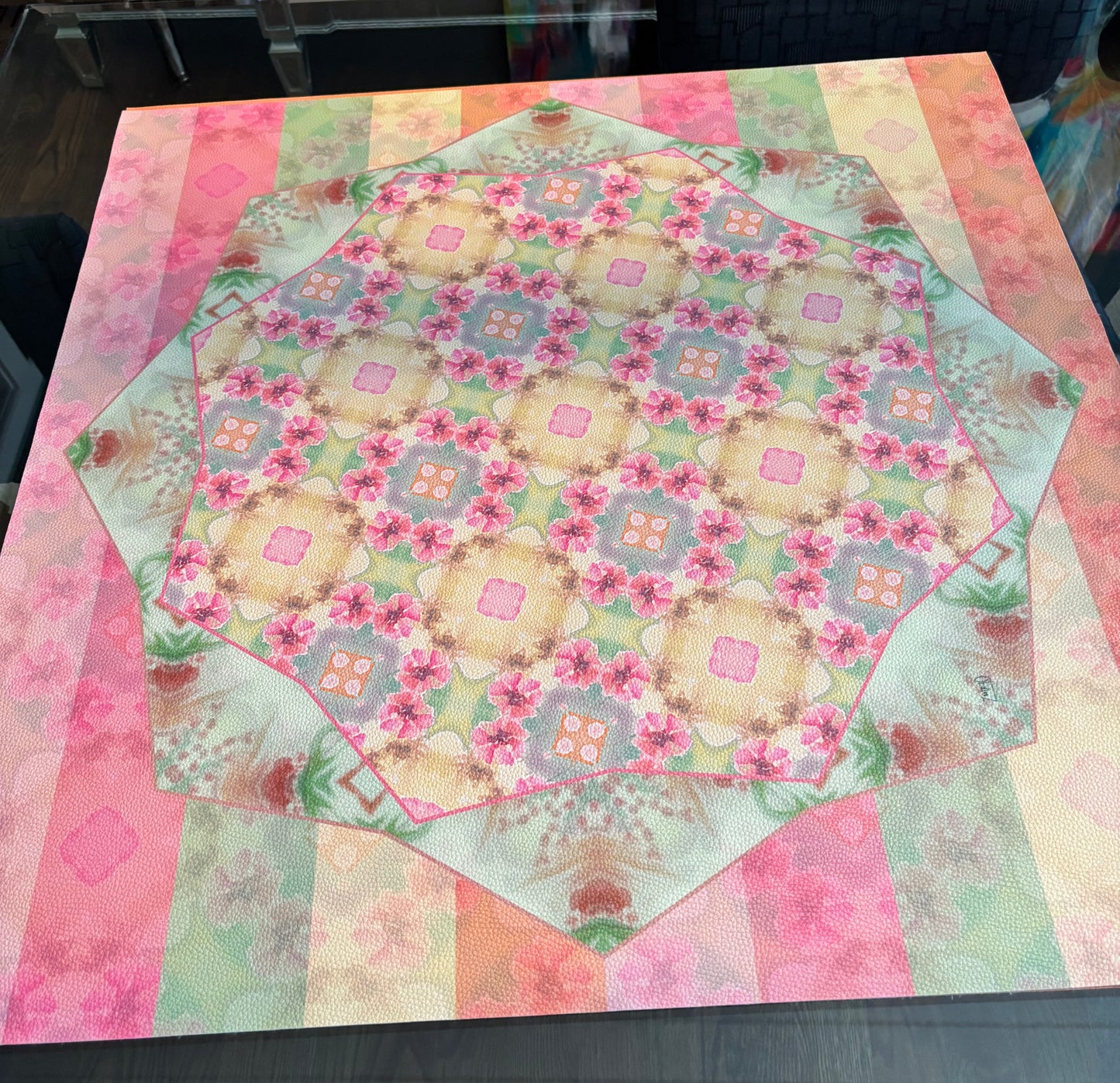 Pineapple Pattern no.36 Artist Collab Leatherette Mahjong Mat
