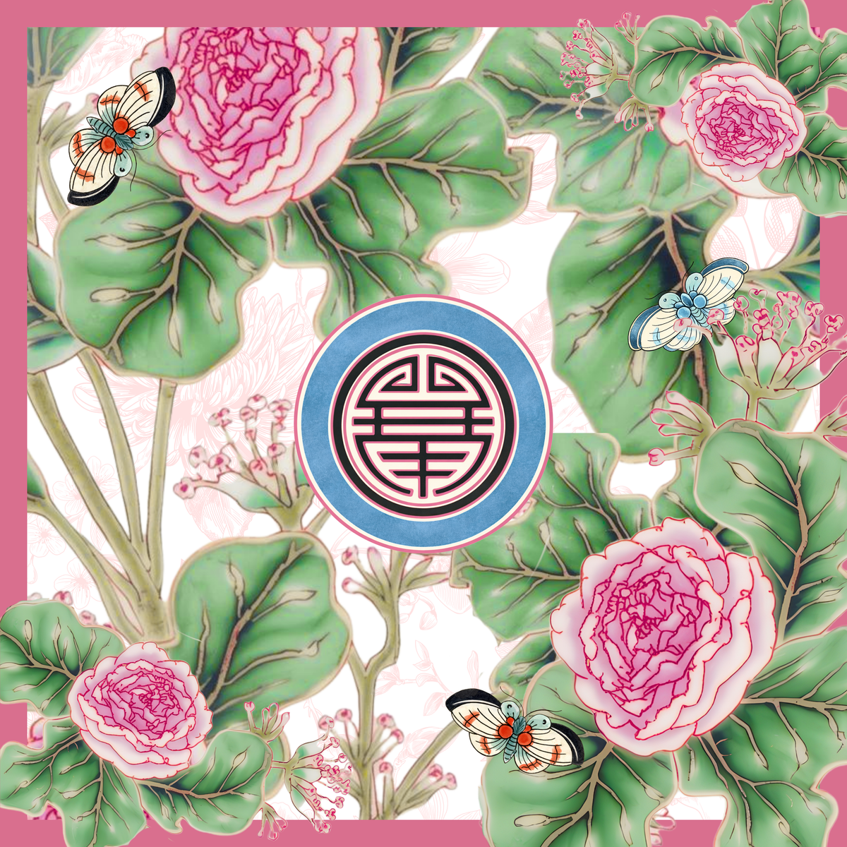 Grand Rose Medallion Chinoiserie Neoprene Mahjong Mat
