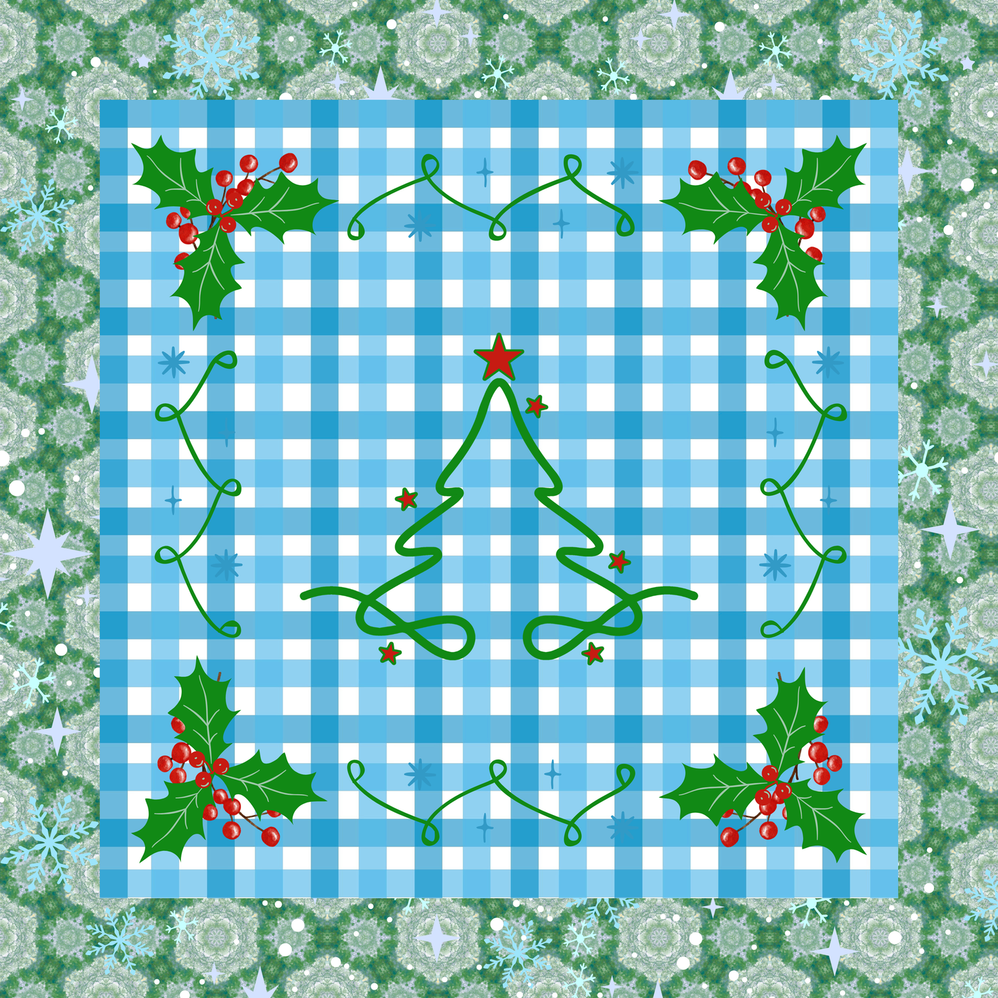 Holly Jolly Gingham Neoprene Mahjong Mat