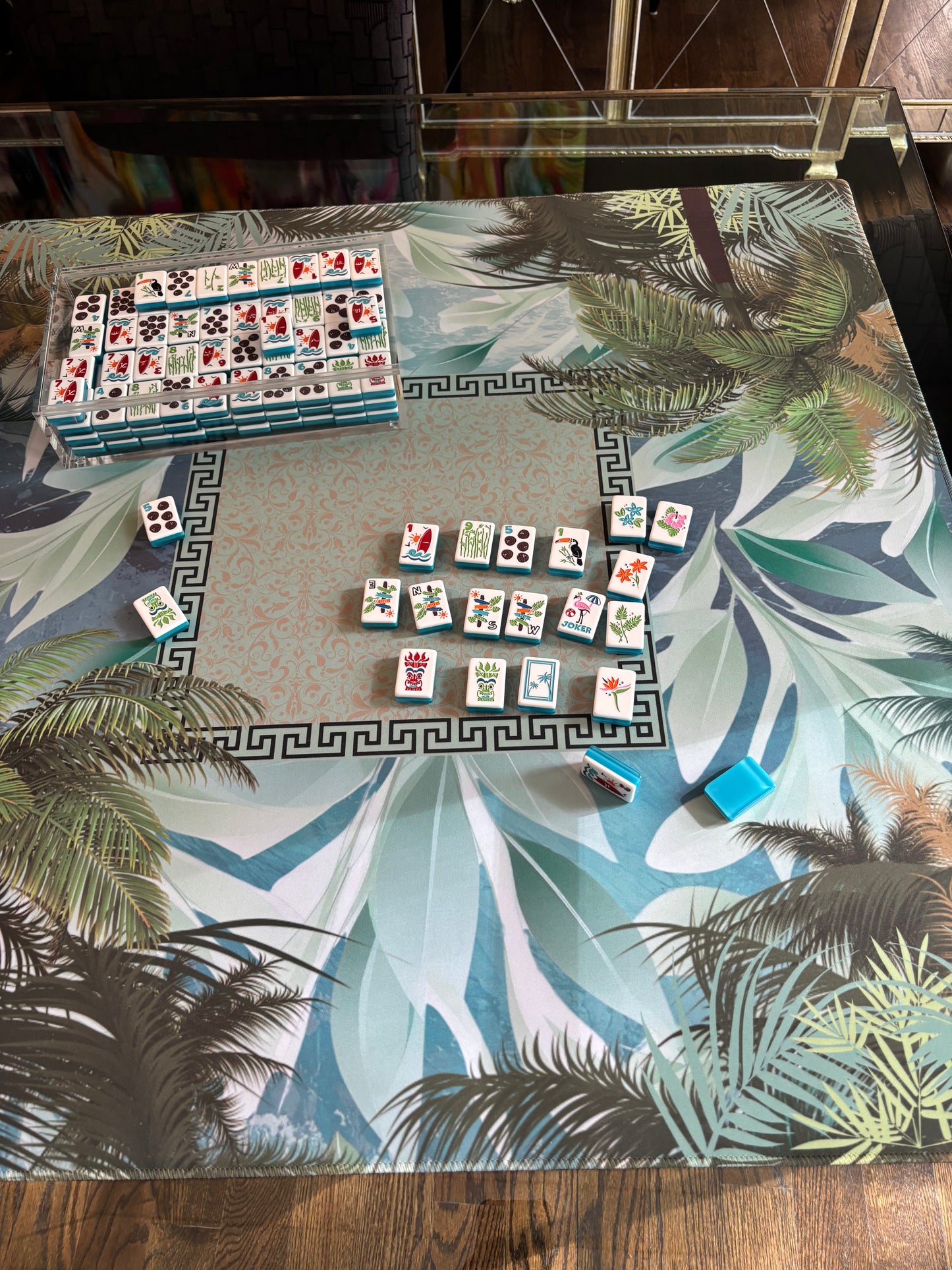 Blowing Palms Mahjong Mat: Mahj Game Tabletop