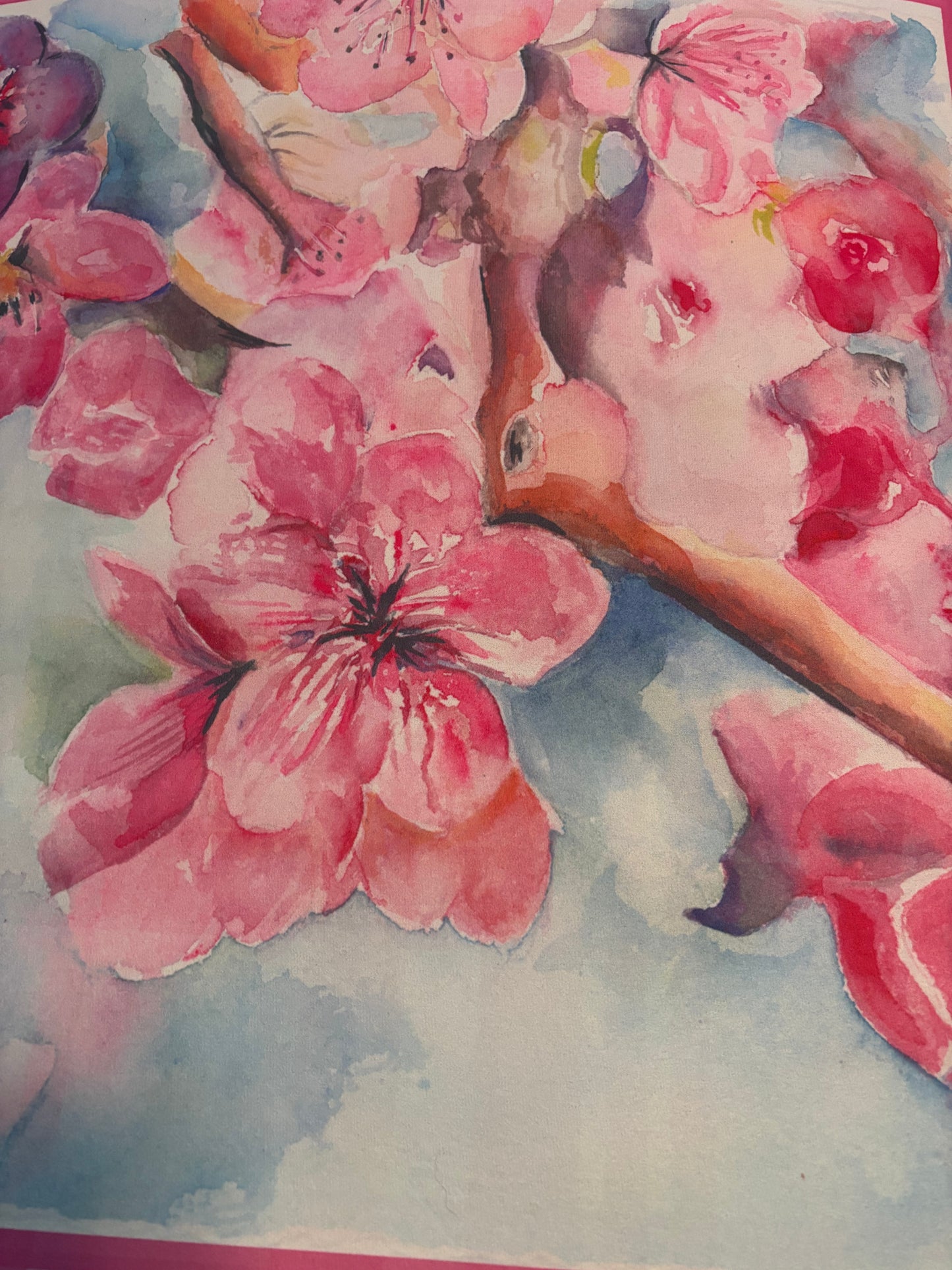 Watercolor Pink Blooms Artist Collab Mahjong Mat
