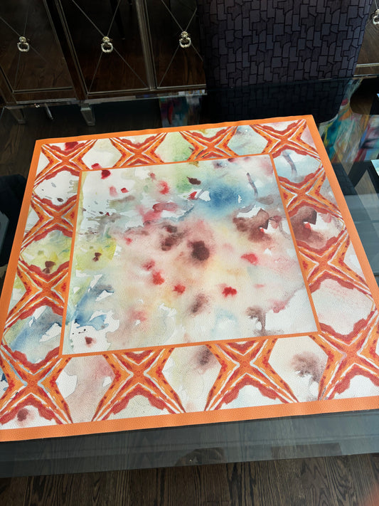 Orange Splatter Star Artist Collab Leatherette Mahjong Mat