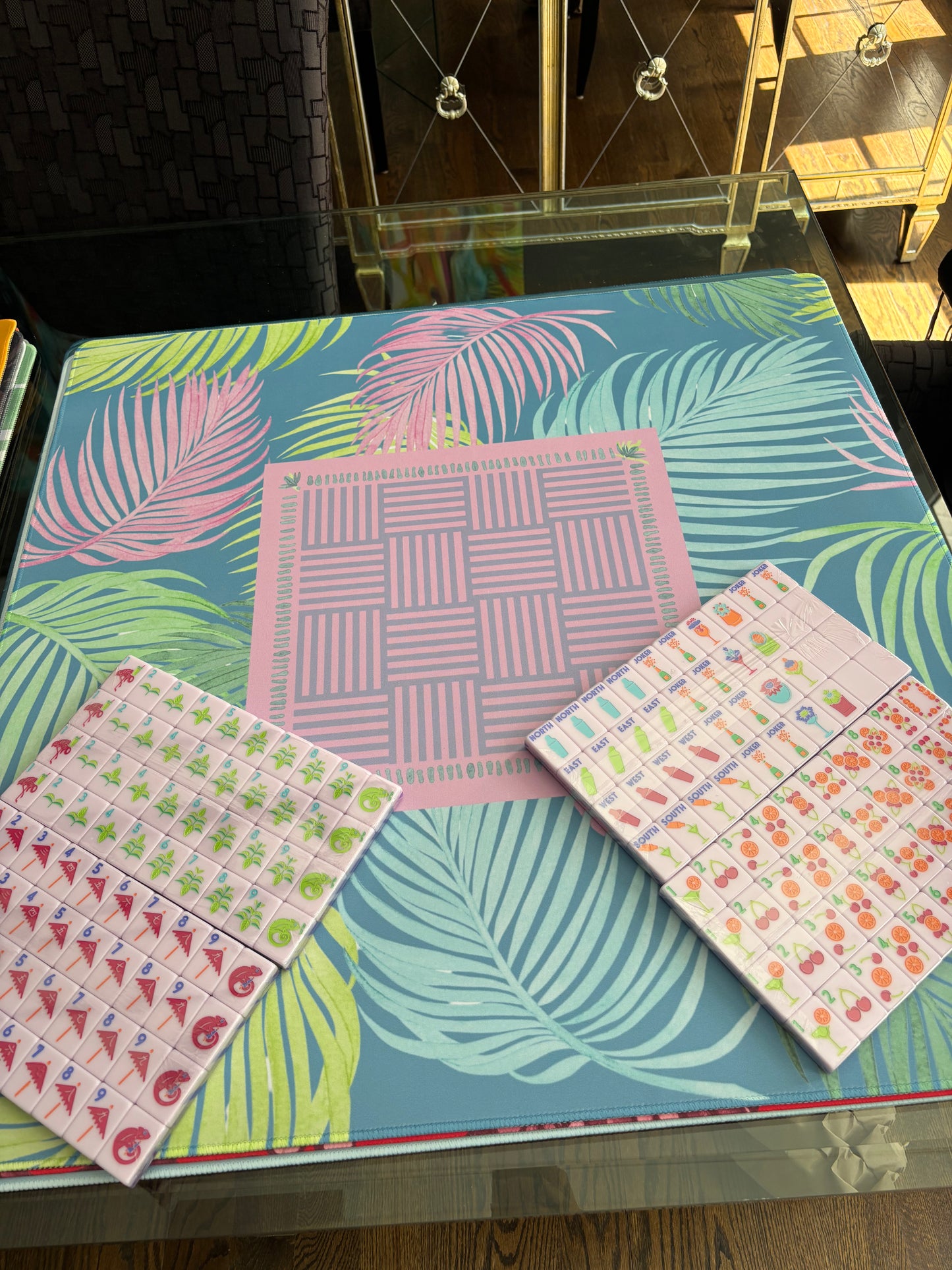Palm Fronds Neoprene Mahjong Mat