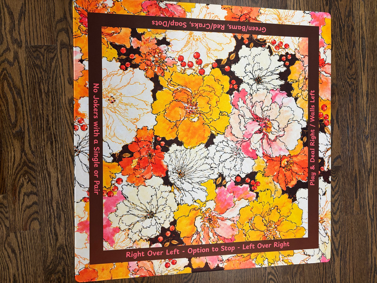 Fall Flowers with Directions Neoprene Mahjong Mat