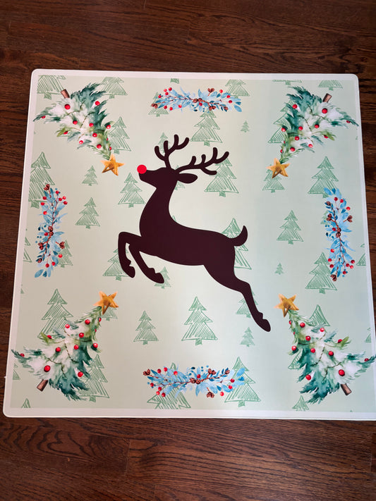 Reindeer Christmas Neoprene Mahjong Mat
