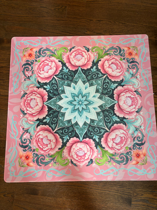 Mandala Peonies Burst Neoprene Mahjong Mat