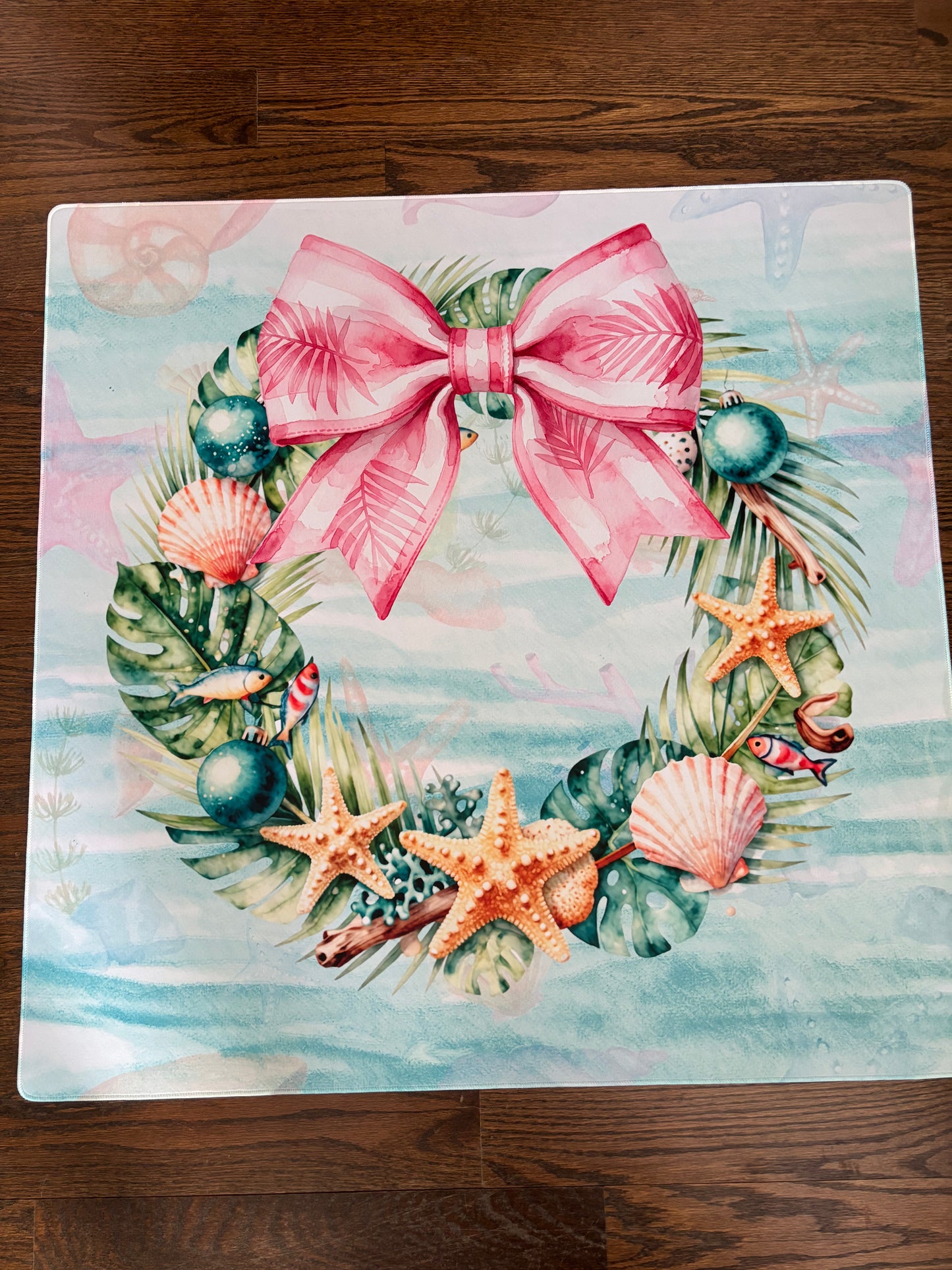 Beachy Wreath Christmas Neoprene Mahjong Mat