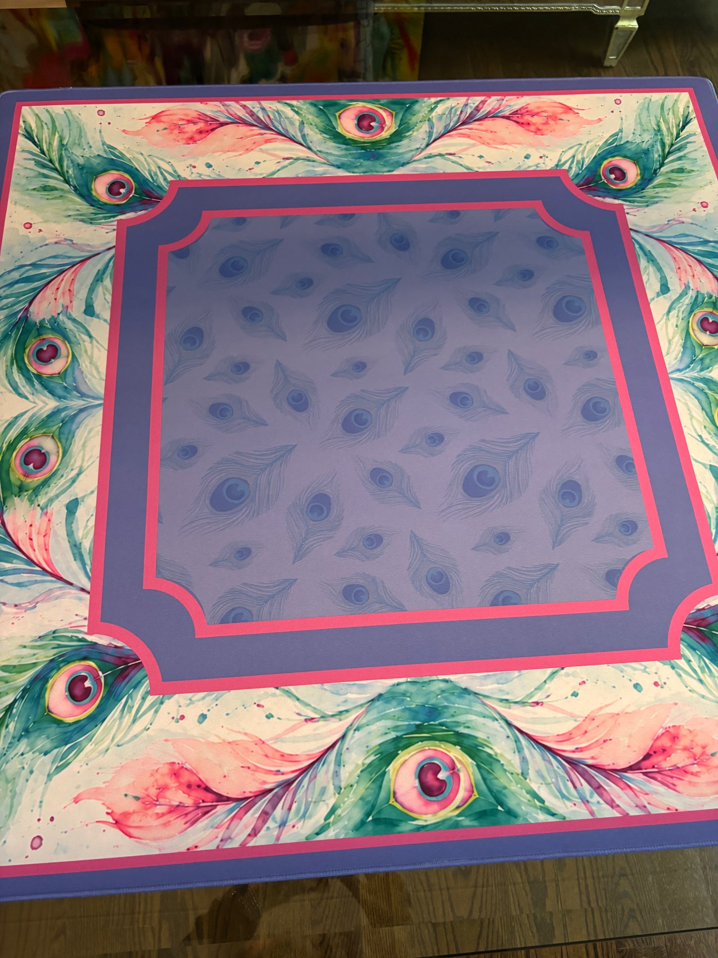 Purple Royal Peacock Mahjong Mat