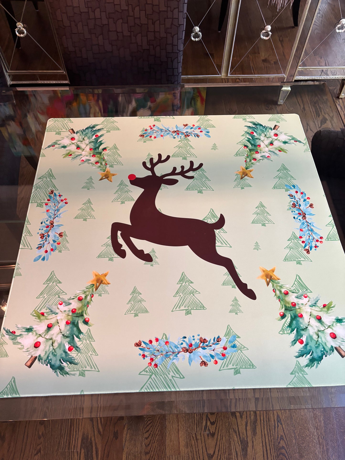 Reindeer Christmas Neoprene Mahjong Mat