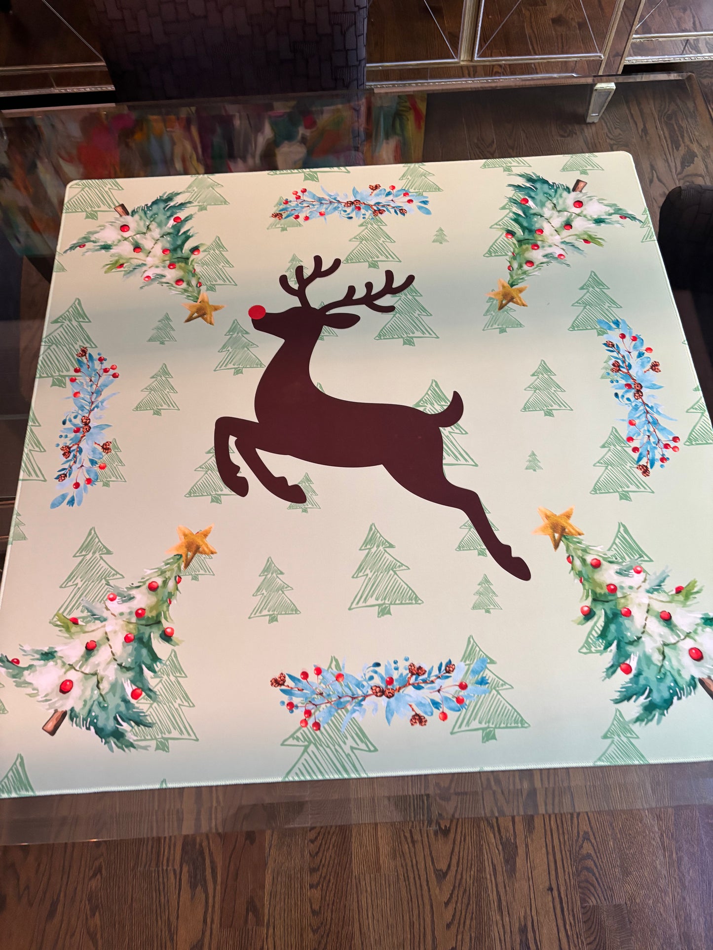 Reindeer Christmas Neoprene Mahjong Mat