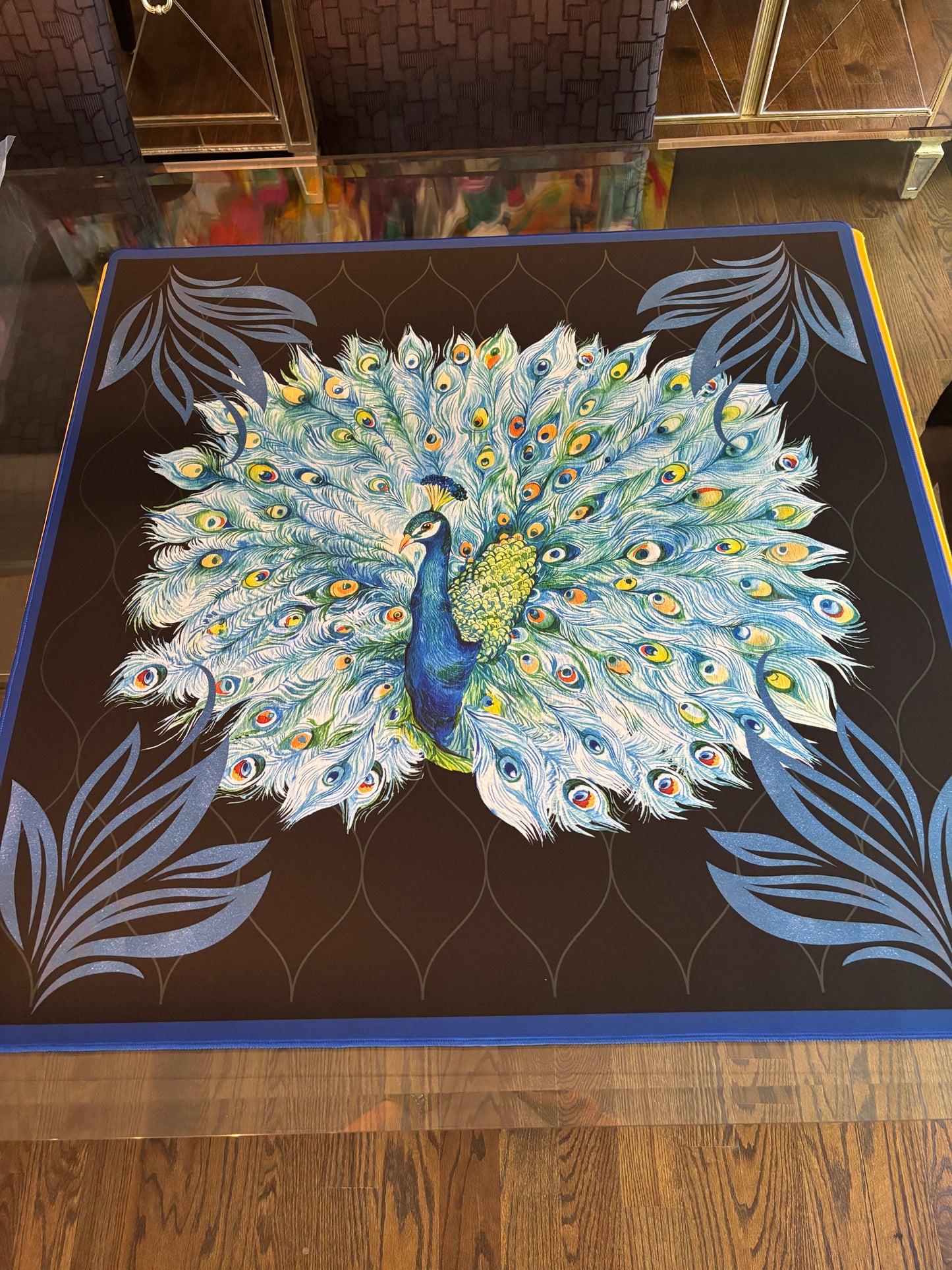Peacock Feathers Mahjong Mat