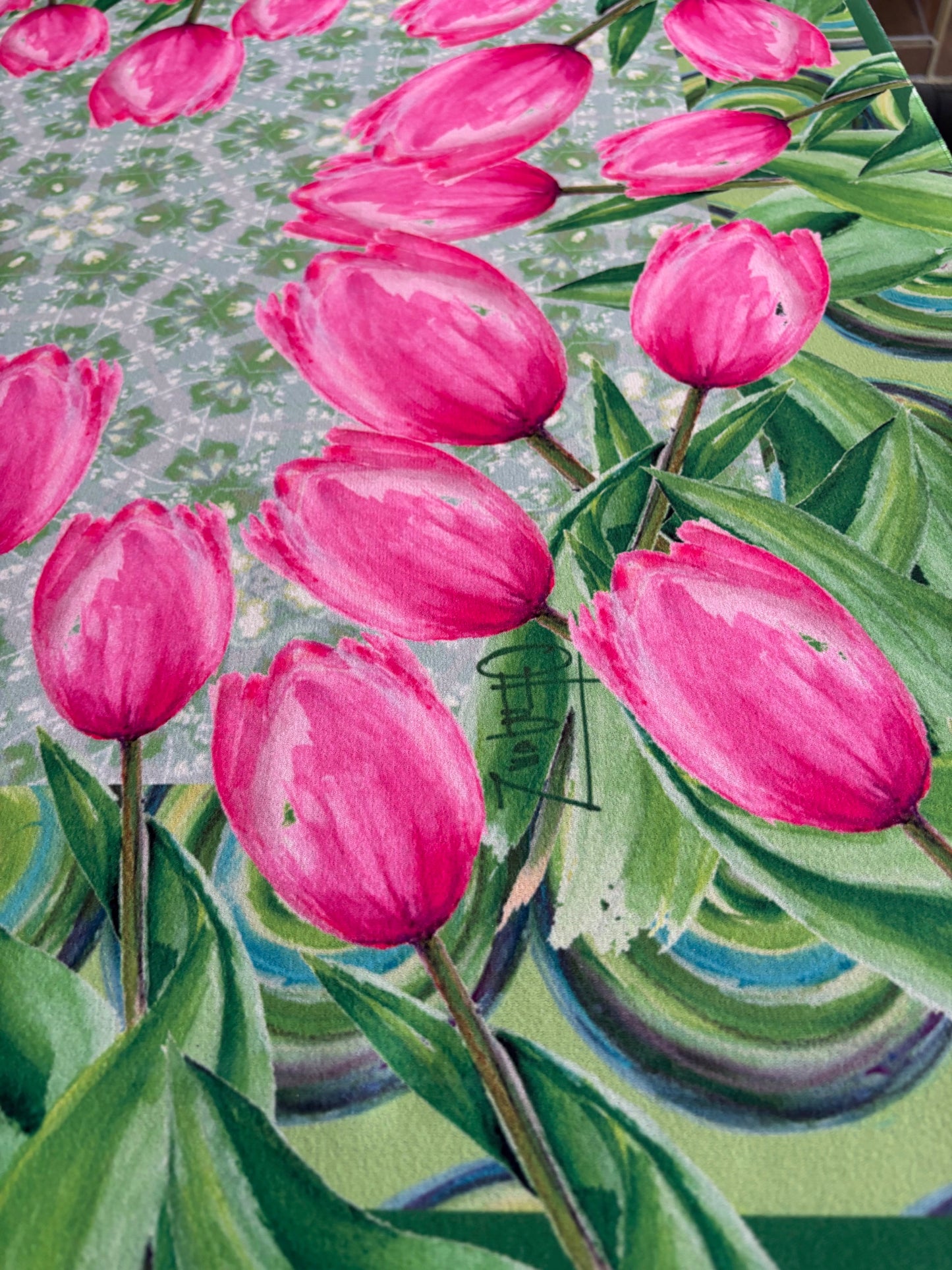 Tulips Bouquet Artist Collab 33 inch Mahjong Mat