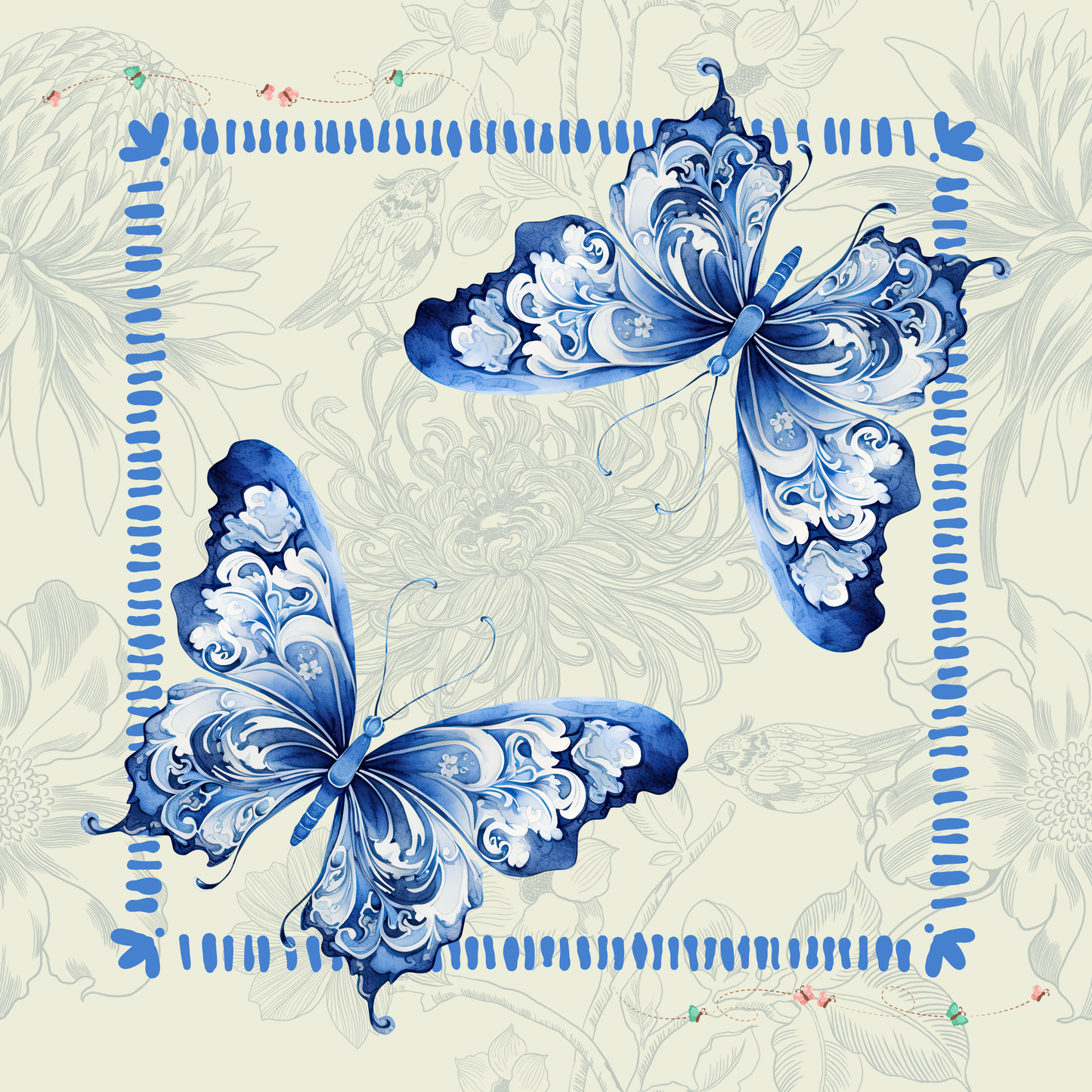 Indigo Wings Neoprene Mahjong Mat