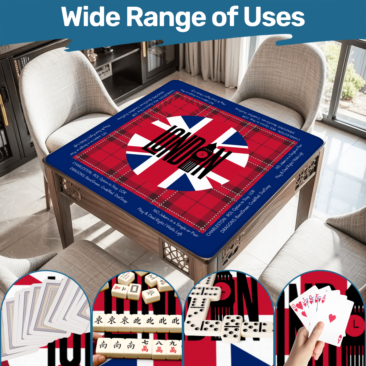London Calling with Instructions Neoprene Mahjong Mat