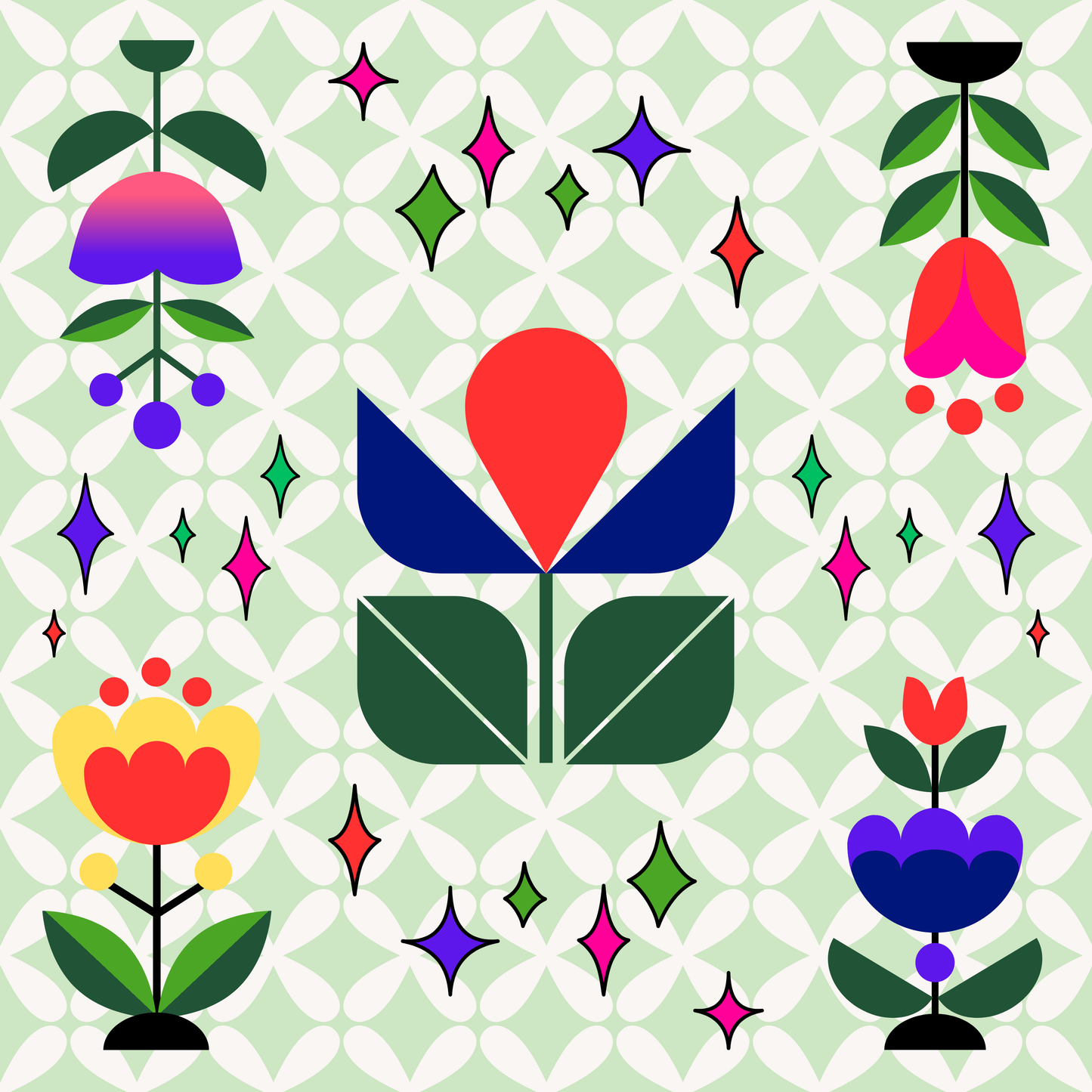 MOD Flowers Neoprene Mahjong Mat
