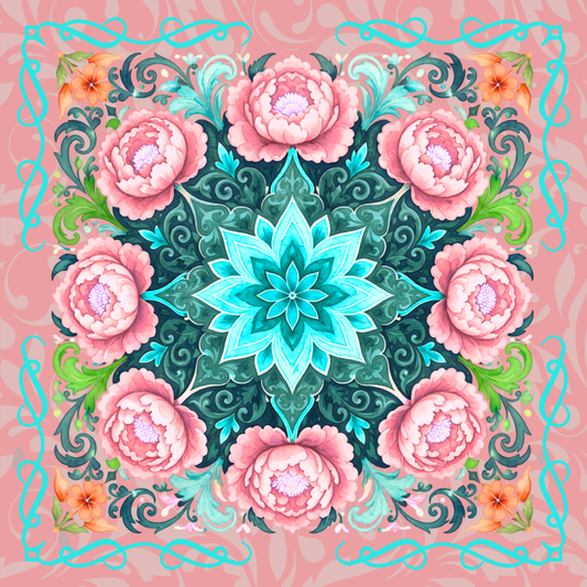 Mandala Peonies Burst Neoprene Mahjong Mat