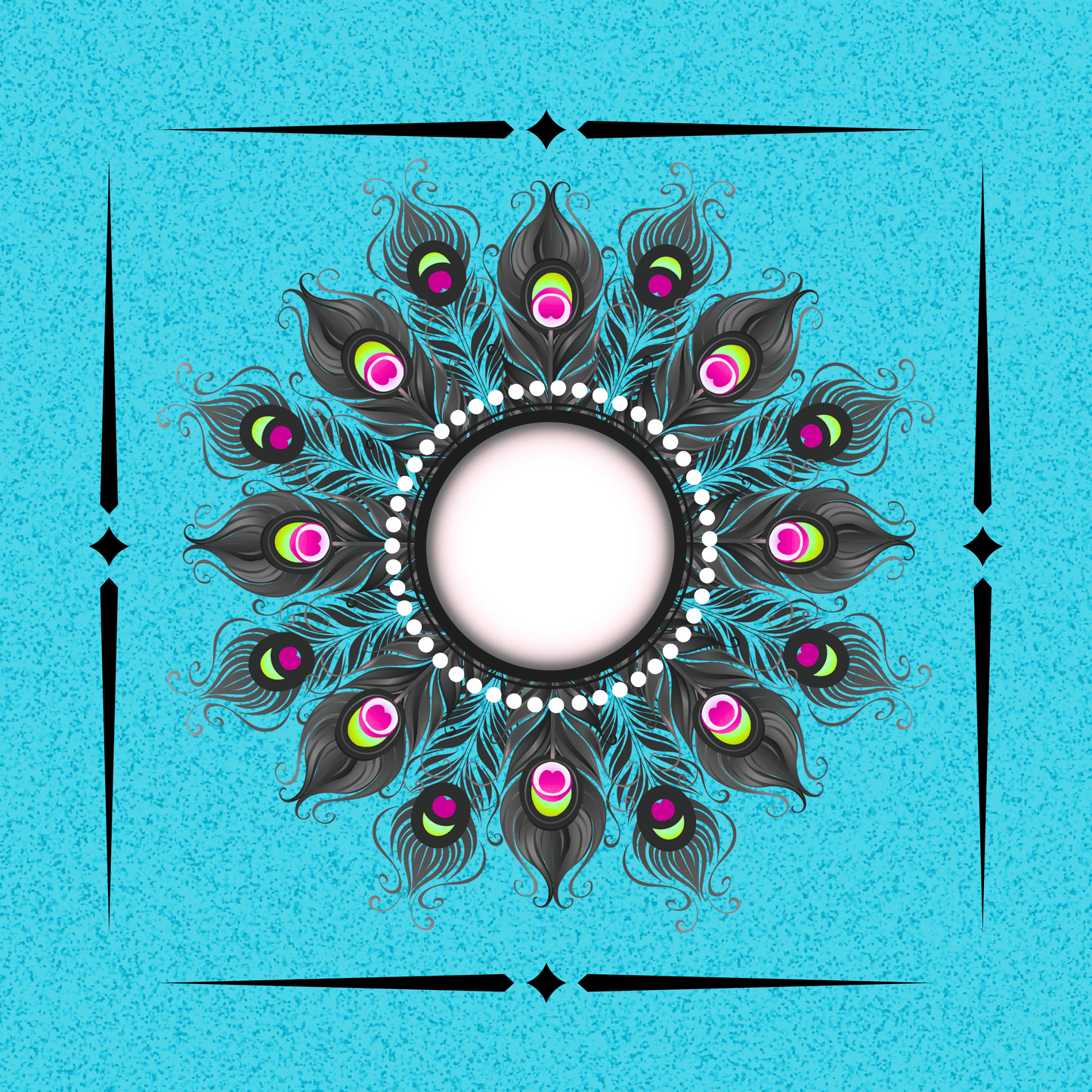 Neon Peacock Circle Neoprene Mahjong Mat