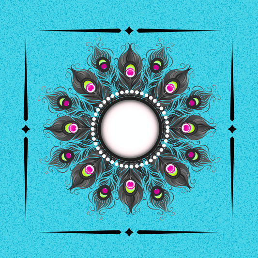 Neon Peacock Circle Neoprene Mahjong Mat