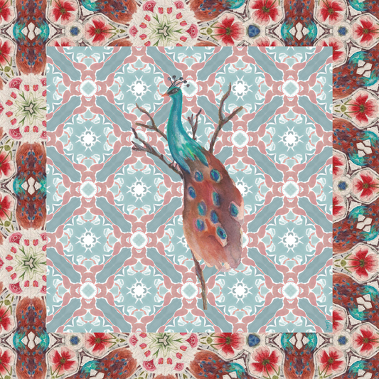 Peacock on a Branch Artist Collab Neoprene Mahjong Mat
