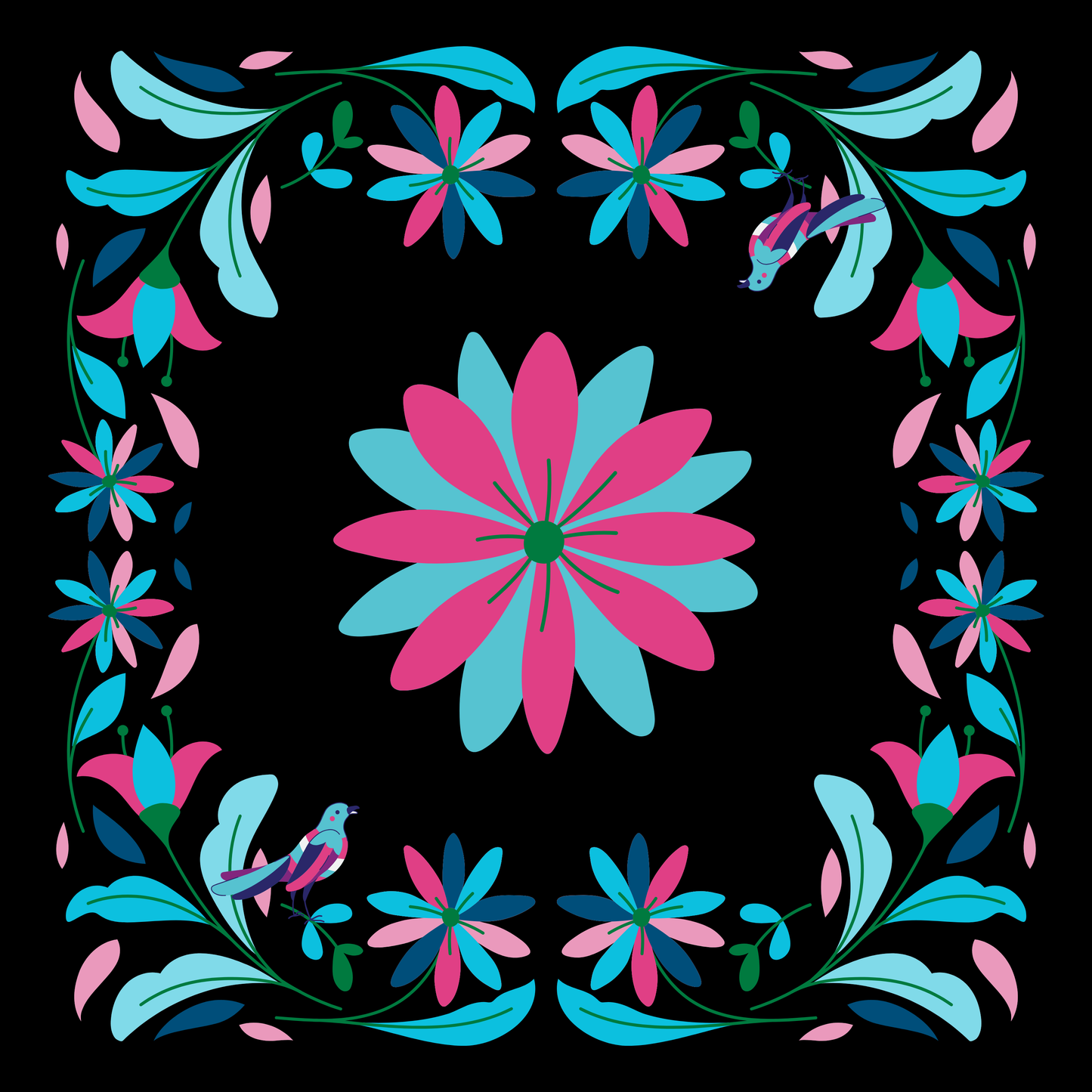 Petals After Dark Neoprene Mahjong Mat