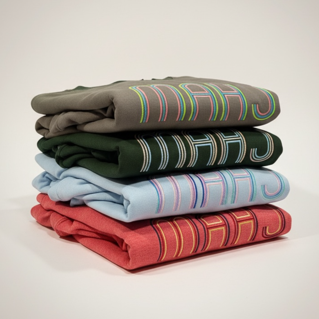 Mahjong Crewneck Sweatshirt with Retro Embroidery