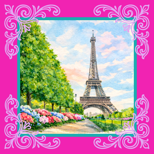 Pink Paris Watercolor Mahjong Mat
