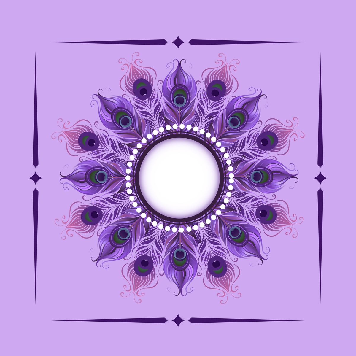 Purple Peacock Circle Mahjong Mat