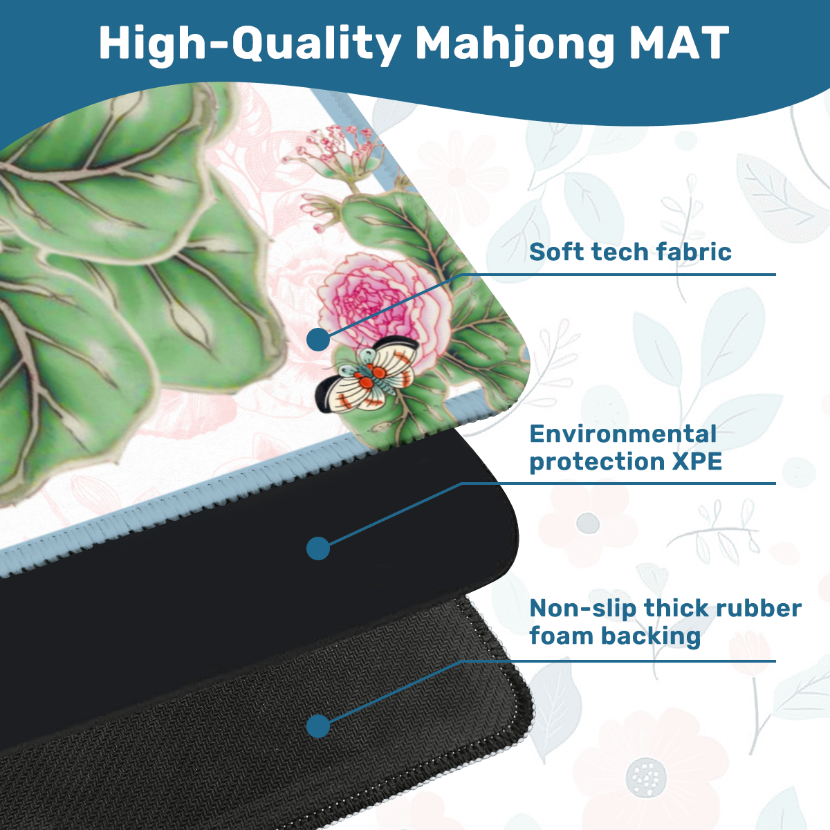 Bok Choy Chinoiserie Neoprene Mahjong Mat