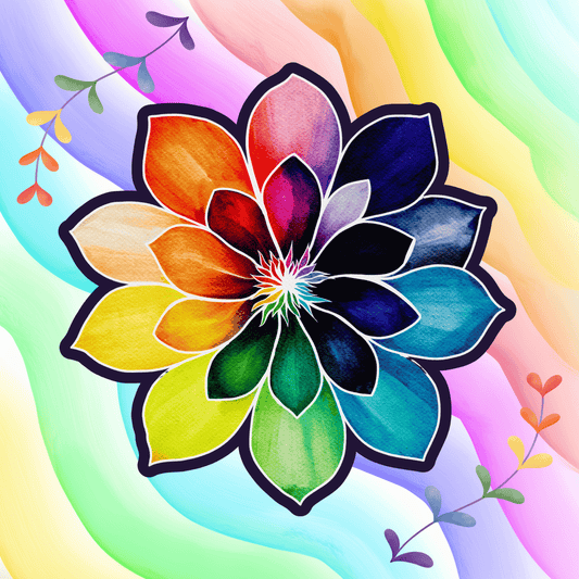 Rainbow Flower Neoprene Mahjong Mat