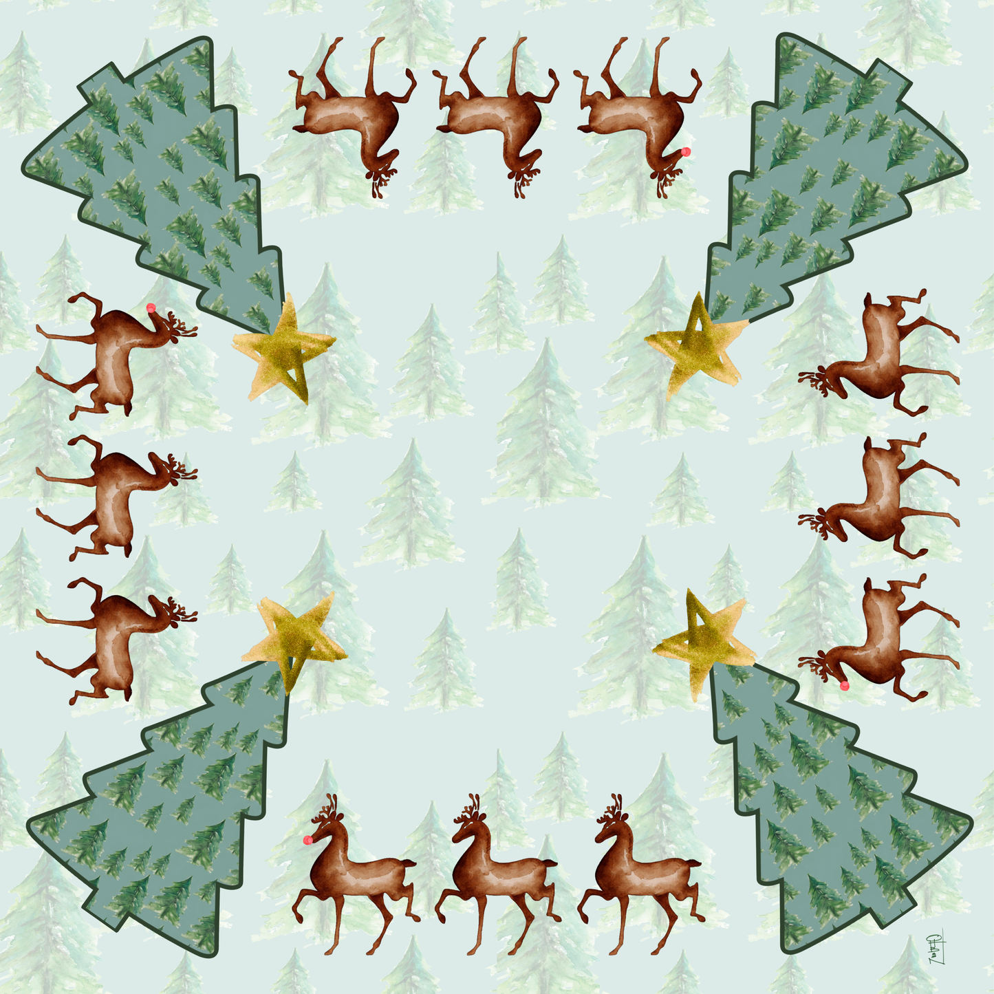 Reindeer Christmas Artist Collab Neoprene Mahjong Mat